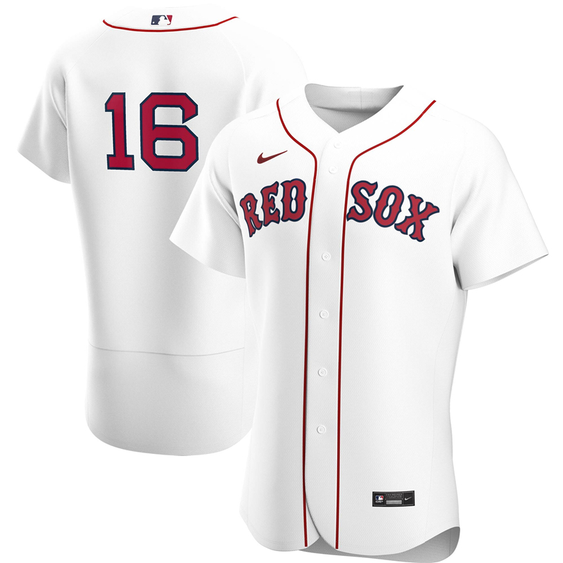 2020 MLB Men Boston Red Sox #16 Andrew Benintendi Nike White Home 2020 Authentic Player Jersey 1